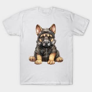 German Shepherd Dog Wearing Gas Mask T-Shirt